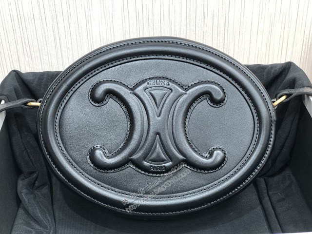 Celine專櫃2022新款經典凱旋門Logo大月餅包斜挎女包 賽琳OVAL CUIR TRIOMPHE大光滑牛皮革橢圓形手袋 sldj2261